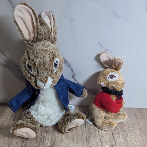 Peter Rabbit & Flopsy Bunny Plush Toy Set - Soft & Cuddly slap bracelet - Picture 1 of 9